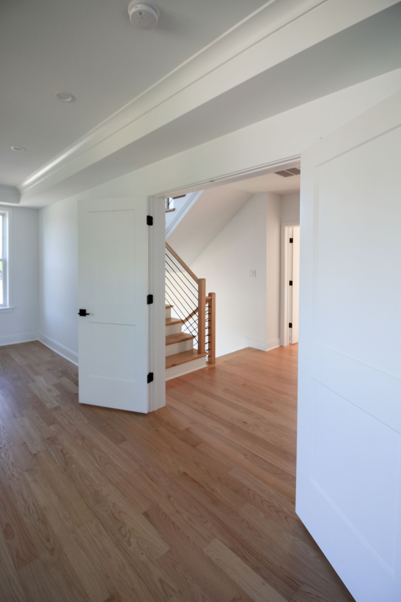 94_Neutral Color Floating Staircase with Metal Balusters, Bethesda MD 20817