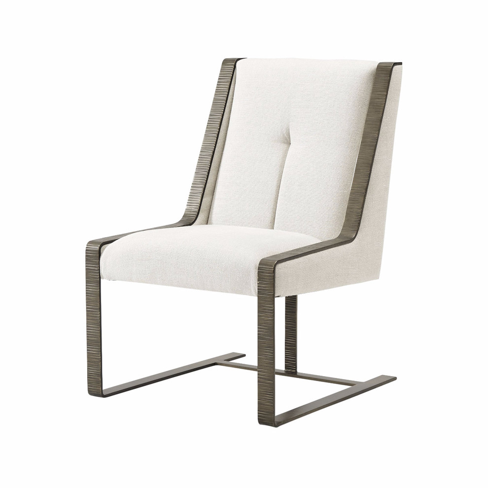 Modern Upholstered Steel Frame Dining Chair Transitional Dining