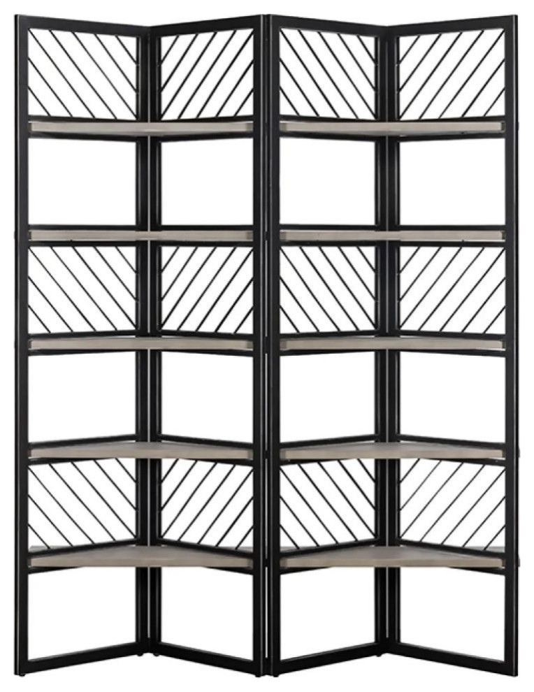 Maxim Modern Concrete and Black Metal Shelf Industrial Display And