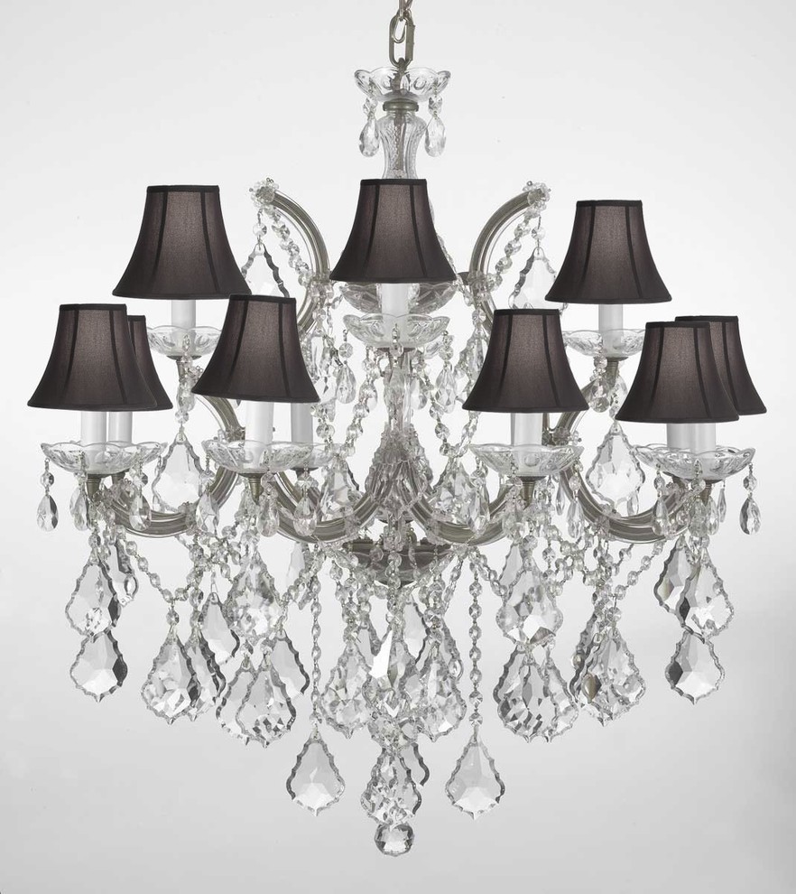 Chandelier Lighting Crystal Chandeliers With Black Shades H30 "X W28"