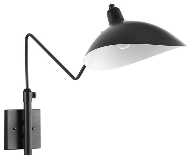 Modern Urban Contemporary Wall Lamp, Black Steel Midcentury Swing