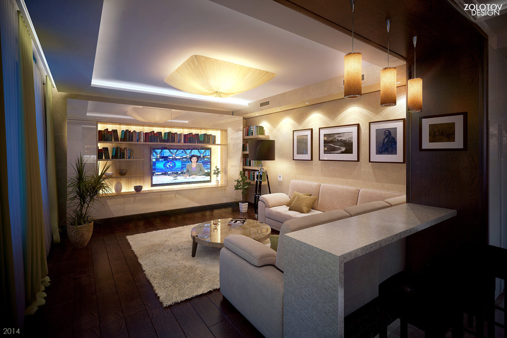 Гостиная совмещенная с кухней