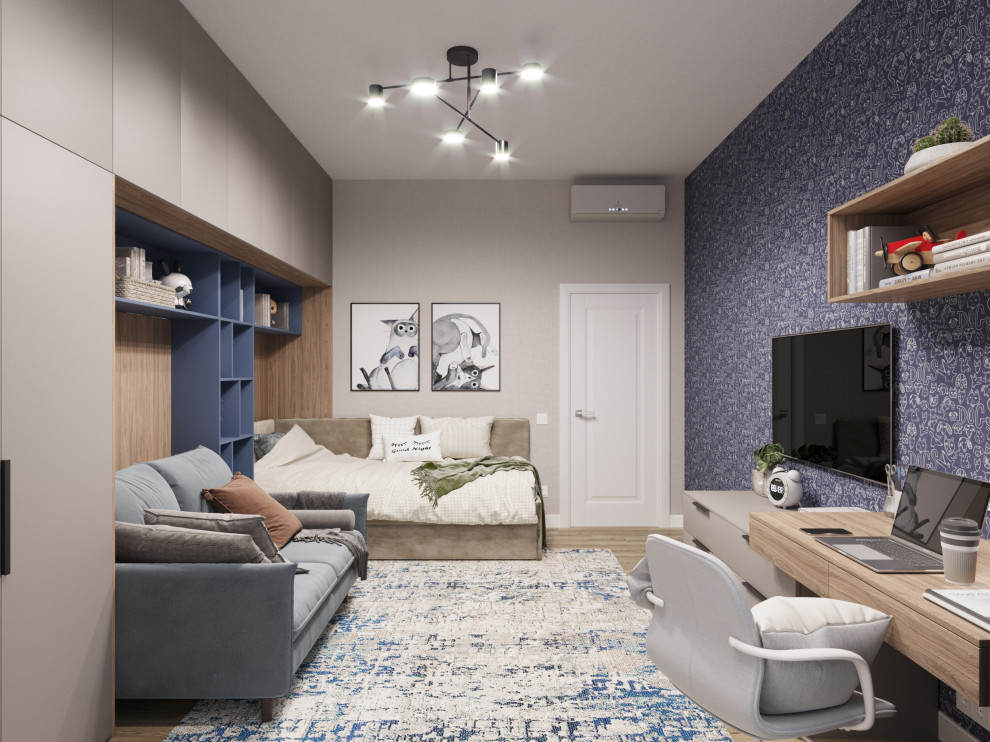 Детская комната в синих тонах