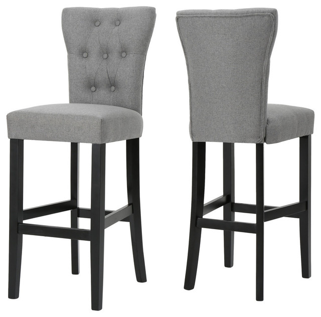 Gdf Studio Padma Tufted Back Fabric Barstools Set Of 2 Gdf Studio Padma Tufted Back Fabric Barstools Gray Set Of 2