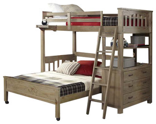 Crosspointe Twin Size Storage Loft Bed, Bunk Beds With Full Size Bottom