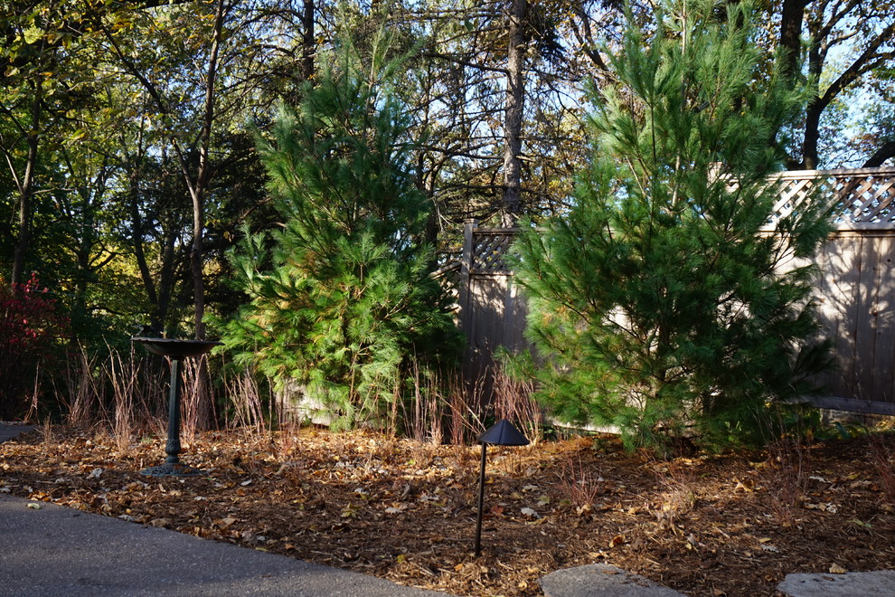 Inspiration for a mid-sized rustic partial sun front yard stone driveway in Minneapolis.
