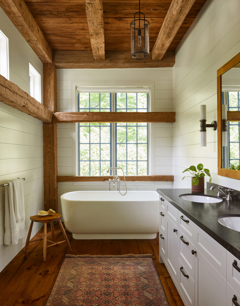 Berkshires Red Barn Master Bathroom Farmhouse Bathroom New York