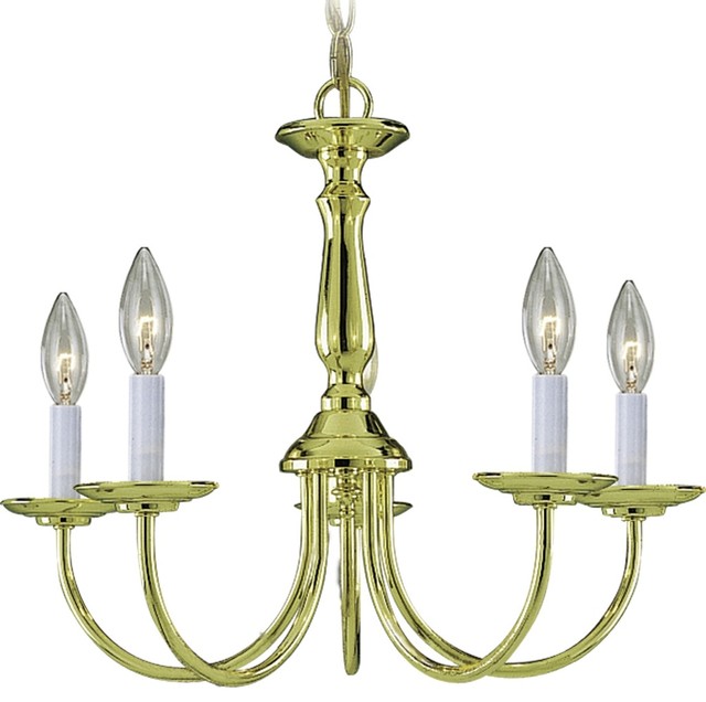 5-Light Polished Brass Interior Chandelier