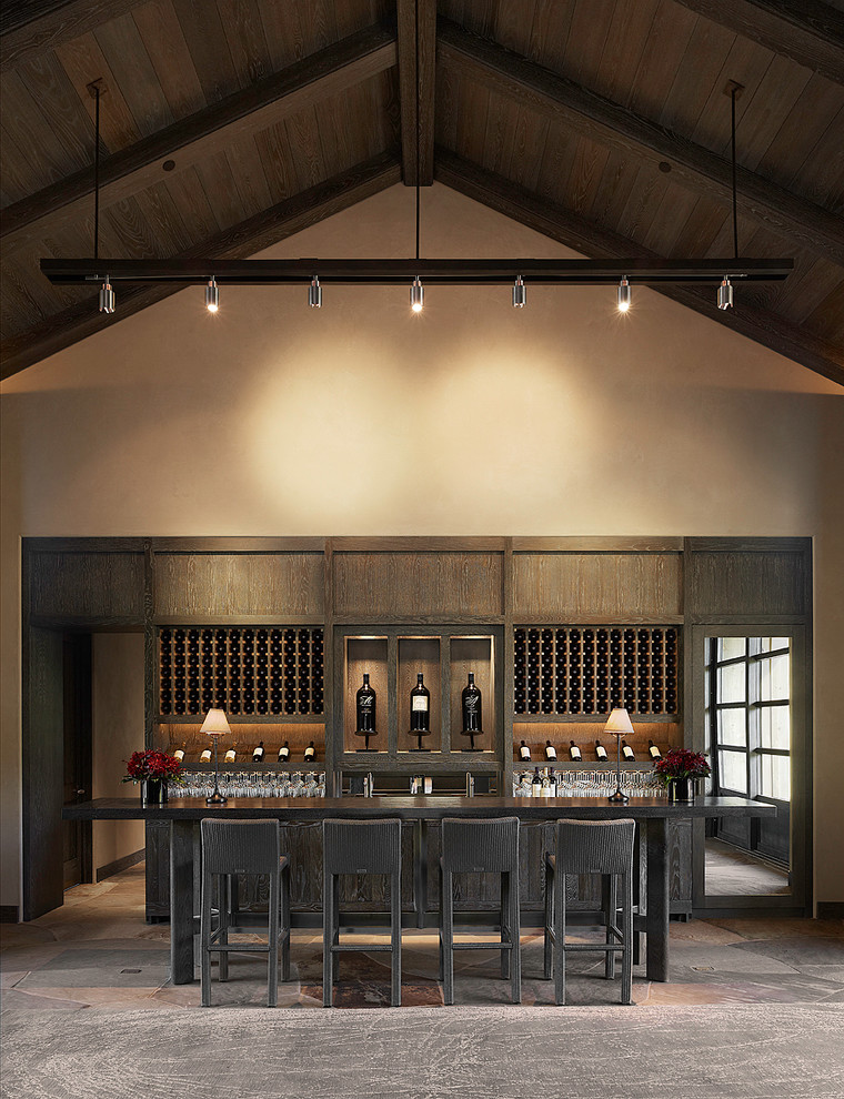 This is an example of a large contemporary galley seated home bar in San Francisco.