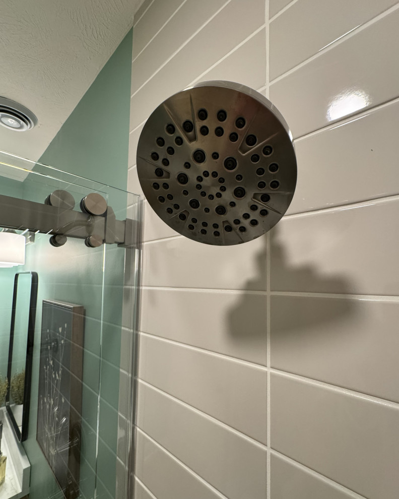 Modern Basement Bathroom with Rift-Cut Oak Vanity