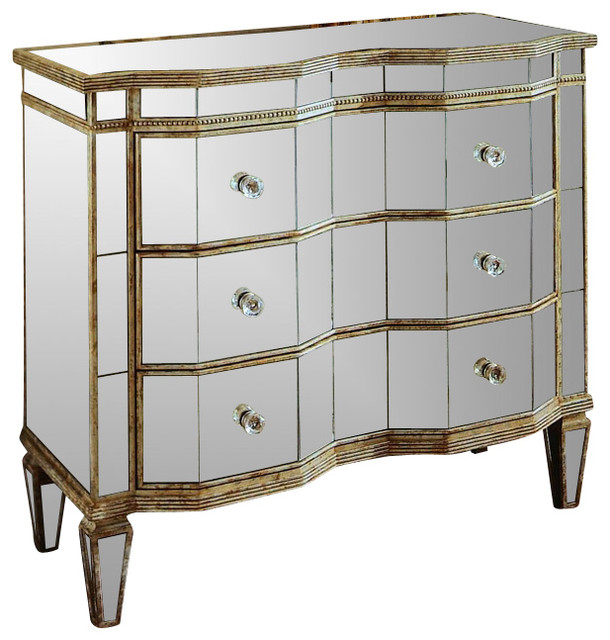 Hooker Furniture Mirrored Three Drawer Chest Contemporary