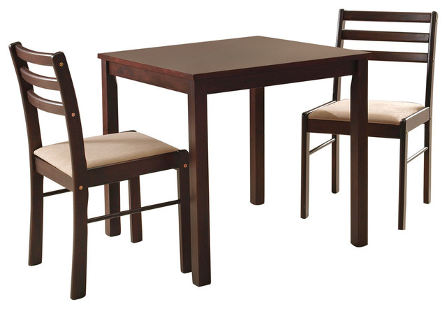 Espresso Wood 3-Piece Dining Room Dinette Set Table and 2 Chairs