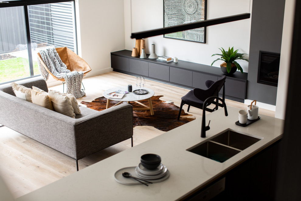 Photo of a mid-sized contemporary open concept living room in Adelaide.