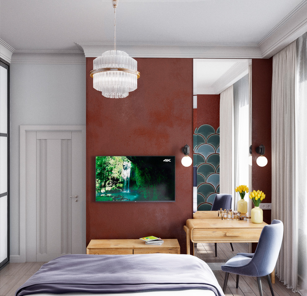 Дизайн спальни (вариант 1)  с элементами стиля Арт-Деко. Частное домовладение