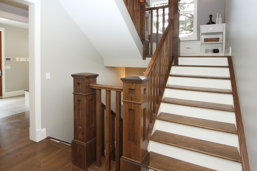 Inspiration for a transitional staircase remodel in Calgary
