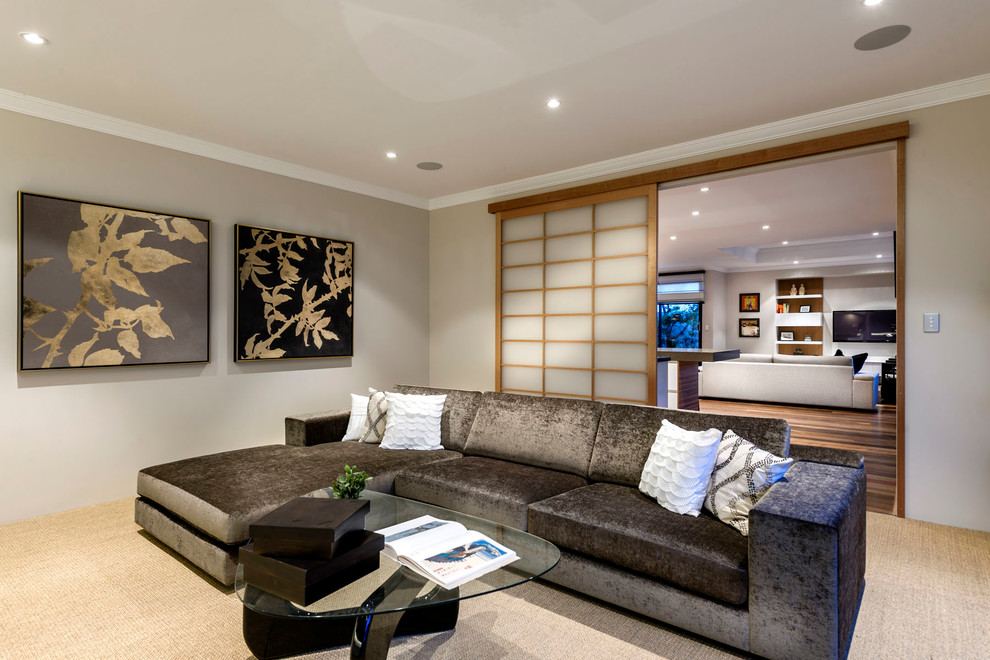 Design ideas for an asian living room in Perth.