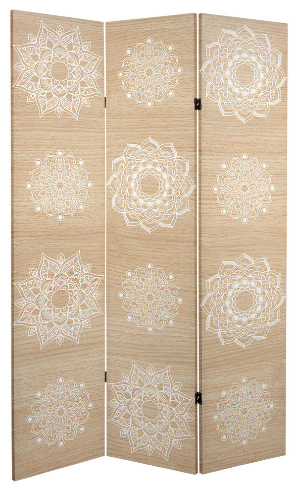 6' Tall Double Sided Mandala on Birch Canvas Room Divider