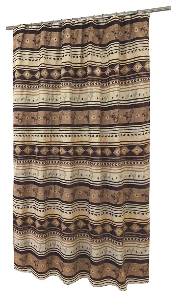 Brown Mustang Western Striped Shower Curtain Southwestern