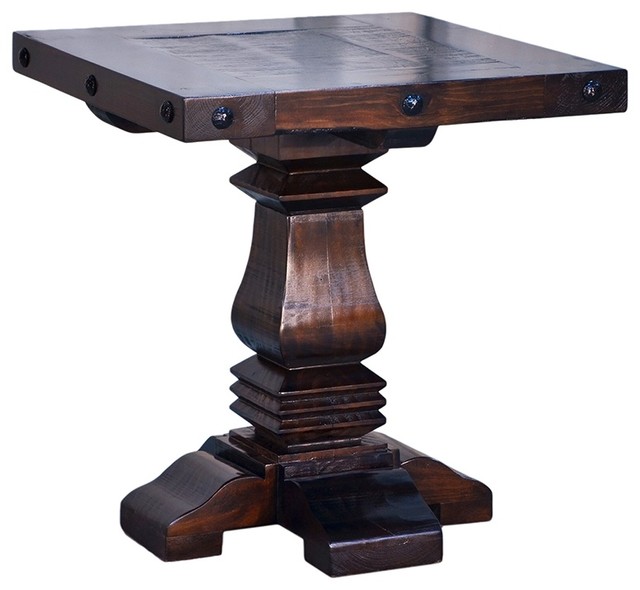 Old World Rustic Gran Hacienda Pedestal-Style End Table