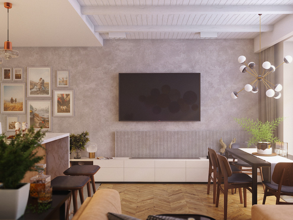 Дизайн-проект квартиры 120 кв.м.  Кухня/гостиная/столовая