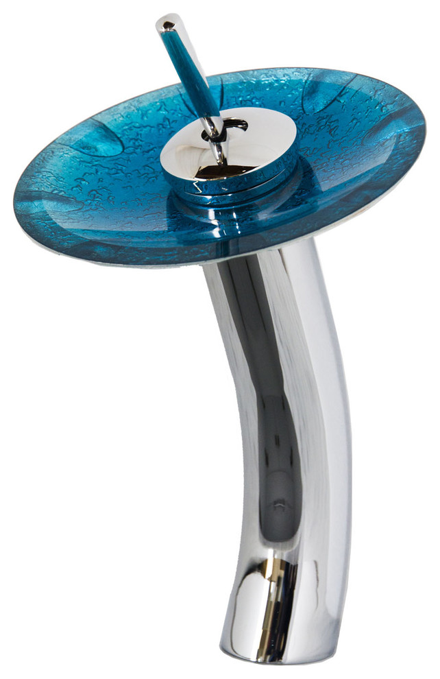 Virtu USA Toria Chrome Bathroom Sink Basin Waterfall Single Hole Faucet