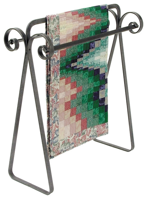 Handcrafted Scroll Quilt Rack Hammered Steel