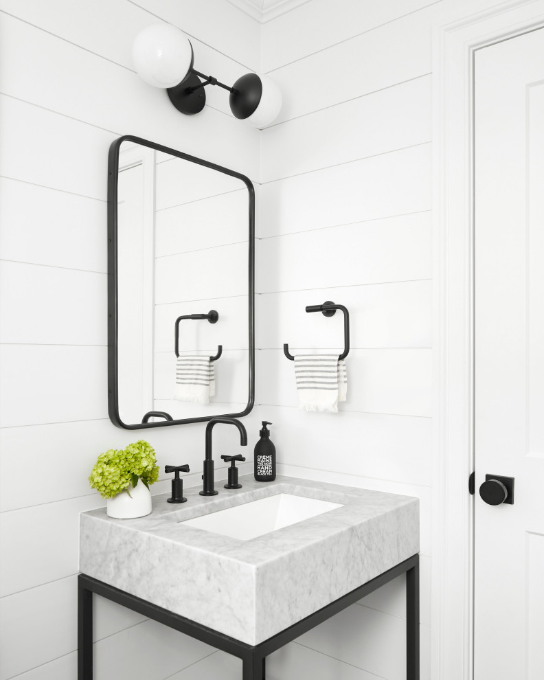 Inspiration for a transitional powder room remodel in Philadelphia