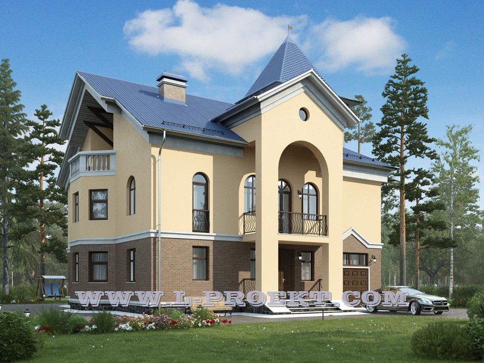 Проект 009 - трехэтажный мансардный кирпичный дом