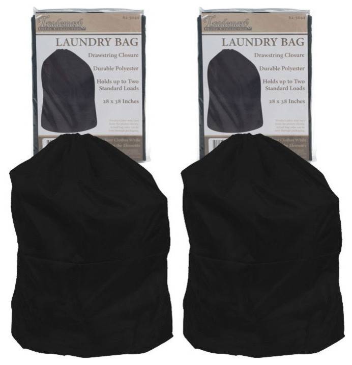 Set of 2 Heavy Duty Jumbo Sized Nylon Laundry Bag - BLACK