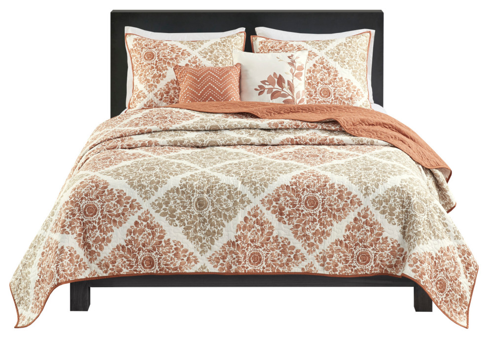 Madison Park Printed Quilted 6Piece Coverlet Set Contemporary Quilts And Quilt Sets by