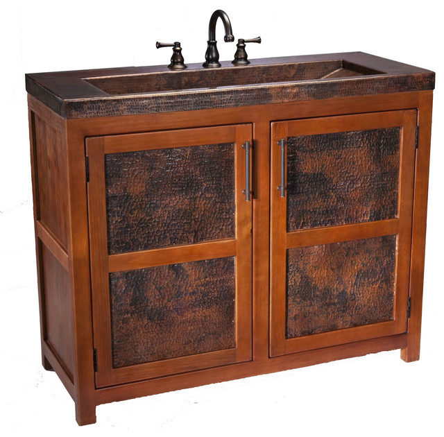 Scarborough Rustic Wooden Bathroom Vanity With Handcrafted Copper Scarborough Rustic Wooden Bathroom Vanity With Handcrafted Copper Sink