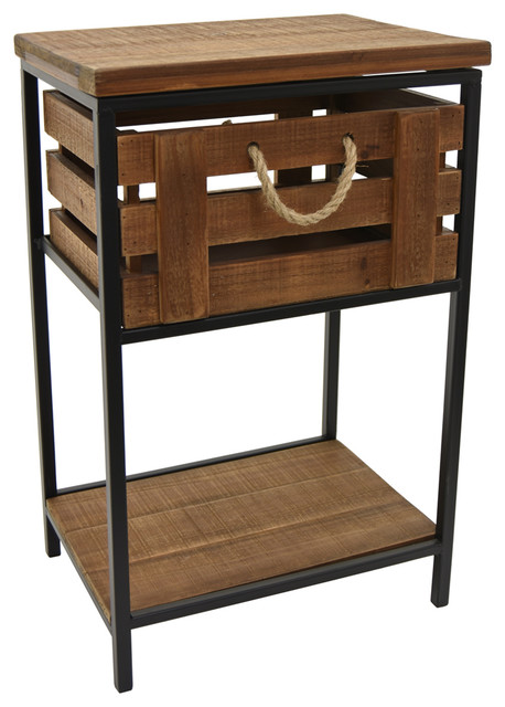 Three Hands Wood Metal Side Table Three Hands Wood Metal Side Table