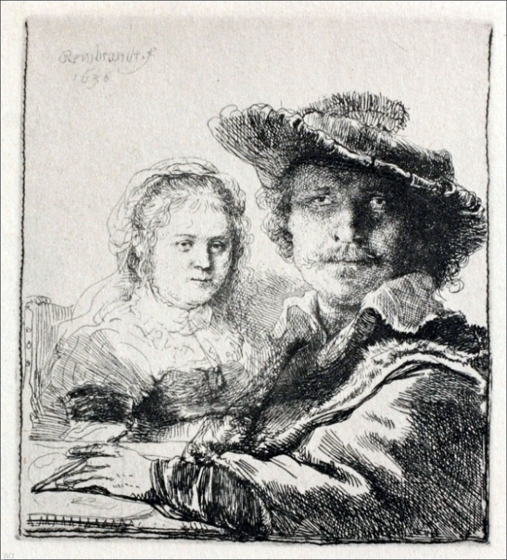 Rembrandt Van Rijn Rembrandt With his Wife, 16"x20" Premium Archival Print