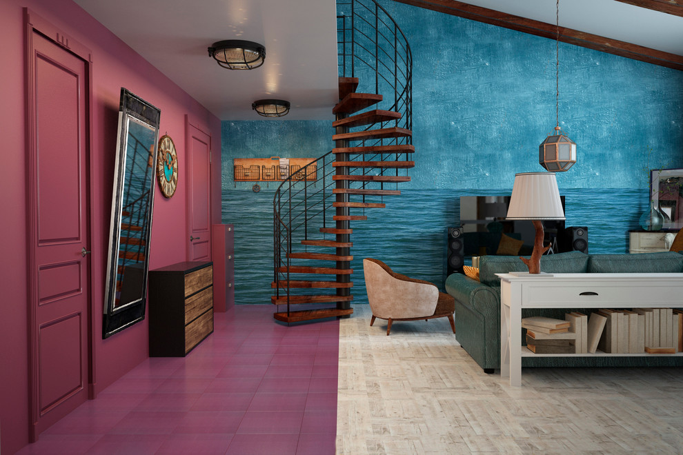 Дизайн квартиры с монсардным этажем для молодой пары