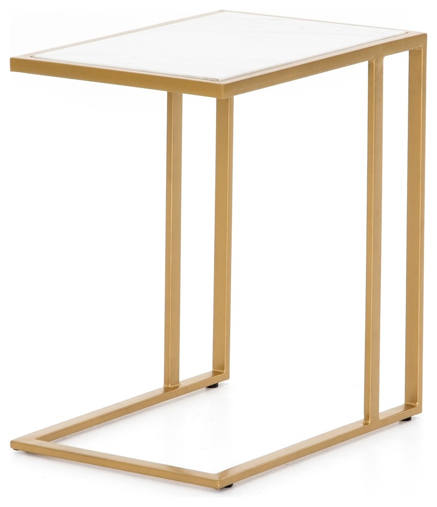 22 25 L Nicoletta C Table Side Antique Gold White Marble Artisan Made Contemporary Side Tables And End Tables By Noble Origins Home