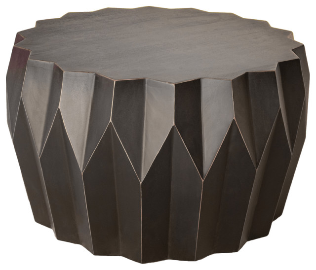 29" Black Solid Wood Round Distressed Coffee Table Coffee Tables by