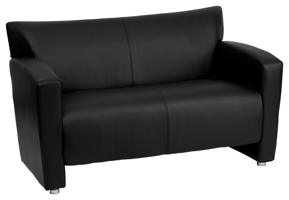 Black Bonded Leather Loveseat Contemporary Loveseats by GwG