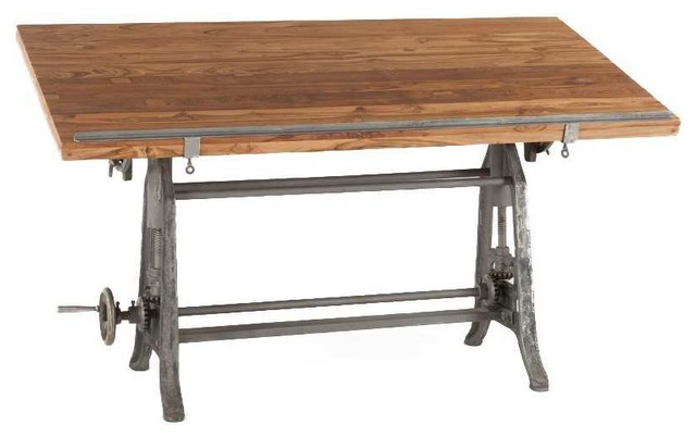 Industrial Tilt Top Adjustable Height Drafting Style Desk