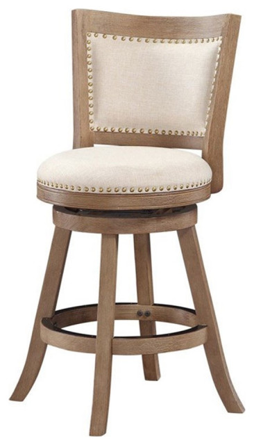 Boraam Melrose Counter Stool in Driftwood Wire-Brush and Ivory