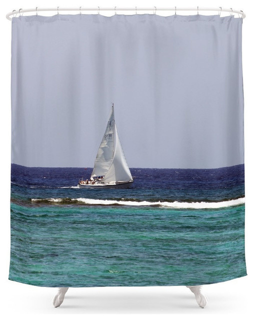 Sail Boat Shower Curtain Beach Style Shower Curtains by Society6