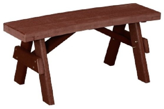 Outdoor Poly Lumber Curved 40" Picnic Bench, Cherrywood 