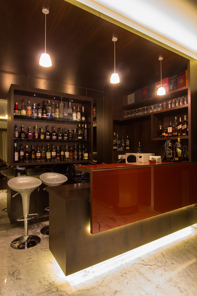 This is an example of a modern home bar in Bengaluru.