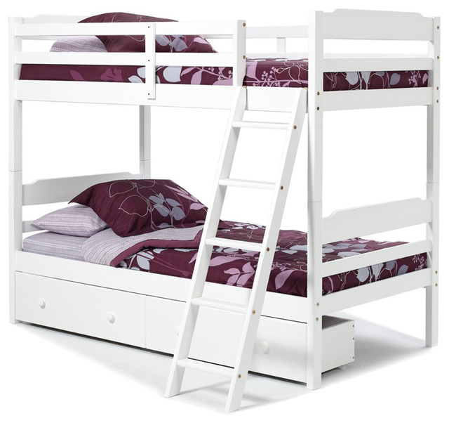 Chelsea Home Twin Over Twin Bunk Bed with Under Bed Storage in White