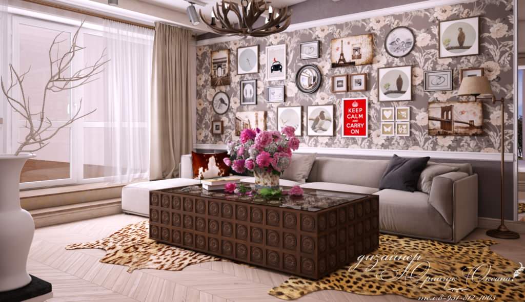 Гостинная в стиле шале