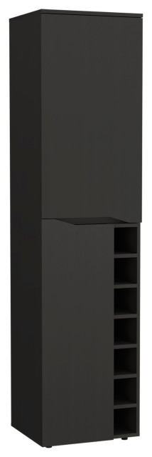 Haora Bar Cabinet with 2 Doors, 7 Wine Cubbies, and 2 Inner Shelves, Black