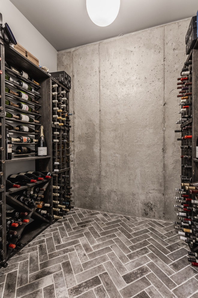 Transitional wine cellar photo in Indianapolis