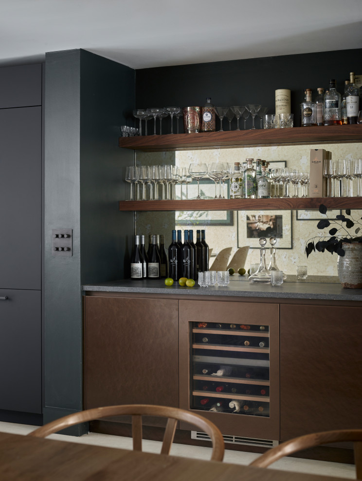 Design ideas for a modern home bar in Cambridgeshire.