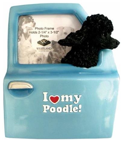 I Love My Poodle Inscription Photo Frame with Dog Head Out Car Window
