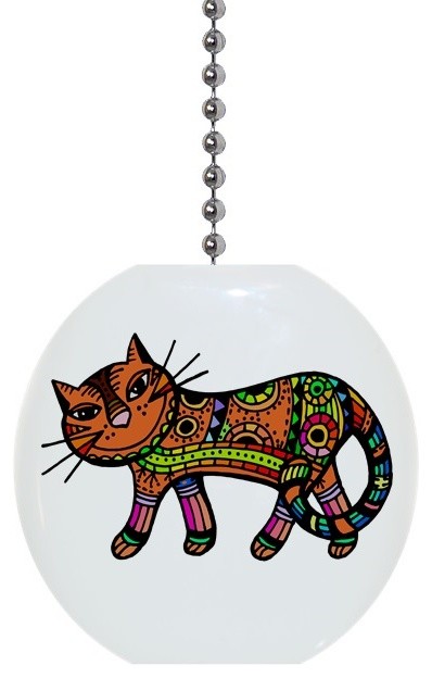 Orange Abstract Cat Ceiling Fan Pull - Contemporary ...