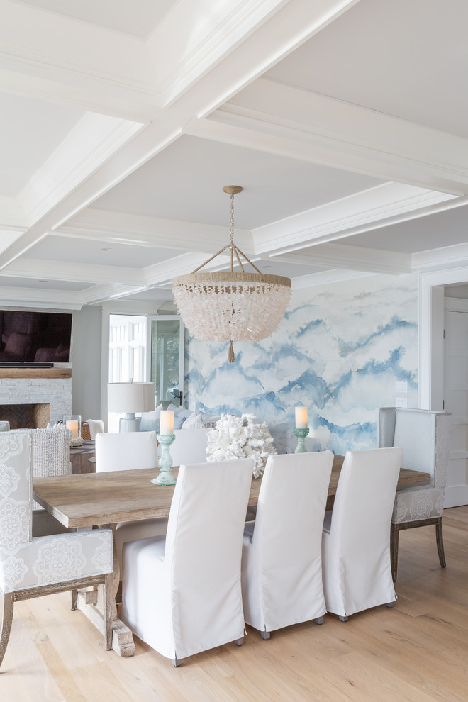 Photo of a coastal dining room in Boston.